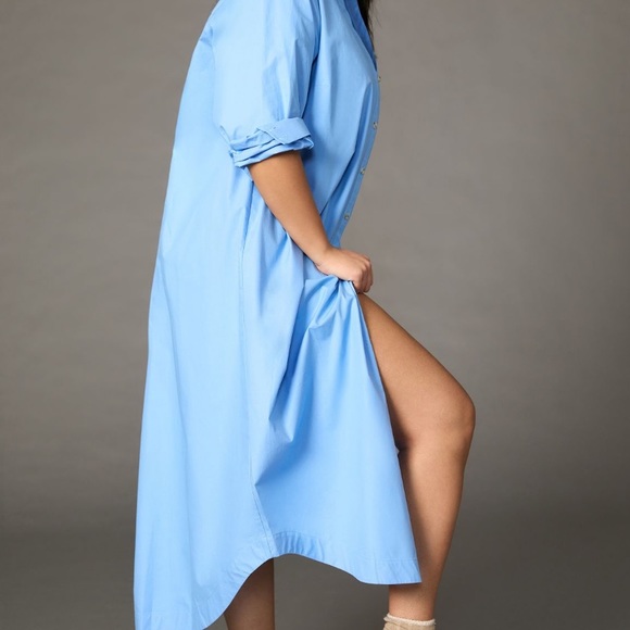 Anthropologie Maeve Long-Sleeve Shirt Dress in Blue - Picture 4 of 7